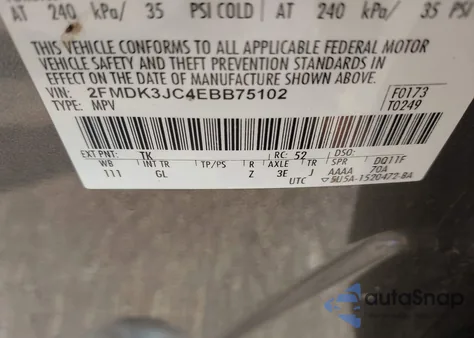 2014 Ford Edge Sel из США, поврежденный, VIN 2FMDK3JC4EBB75102